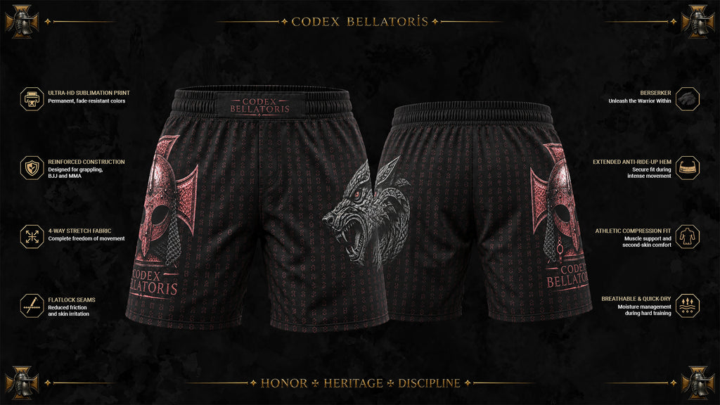 Berserker Performance Shorts — Codex Bellatoris product visualisation