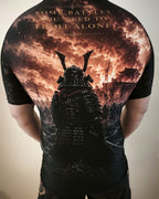 Bushi Short Sleeve Rashguard — back warrior artwork — Codex Bellatoris