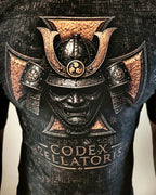 Bushi Short Sleeve Rashguard — samurai artwork detail — Codex Bellatoris