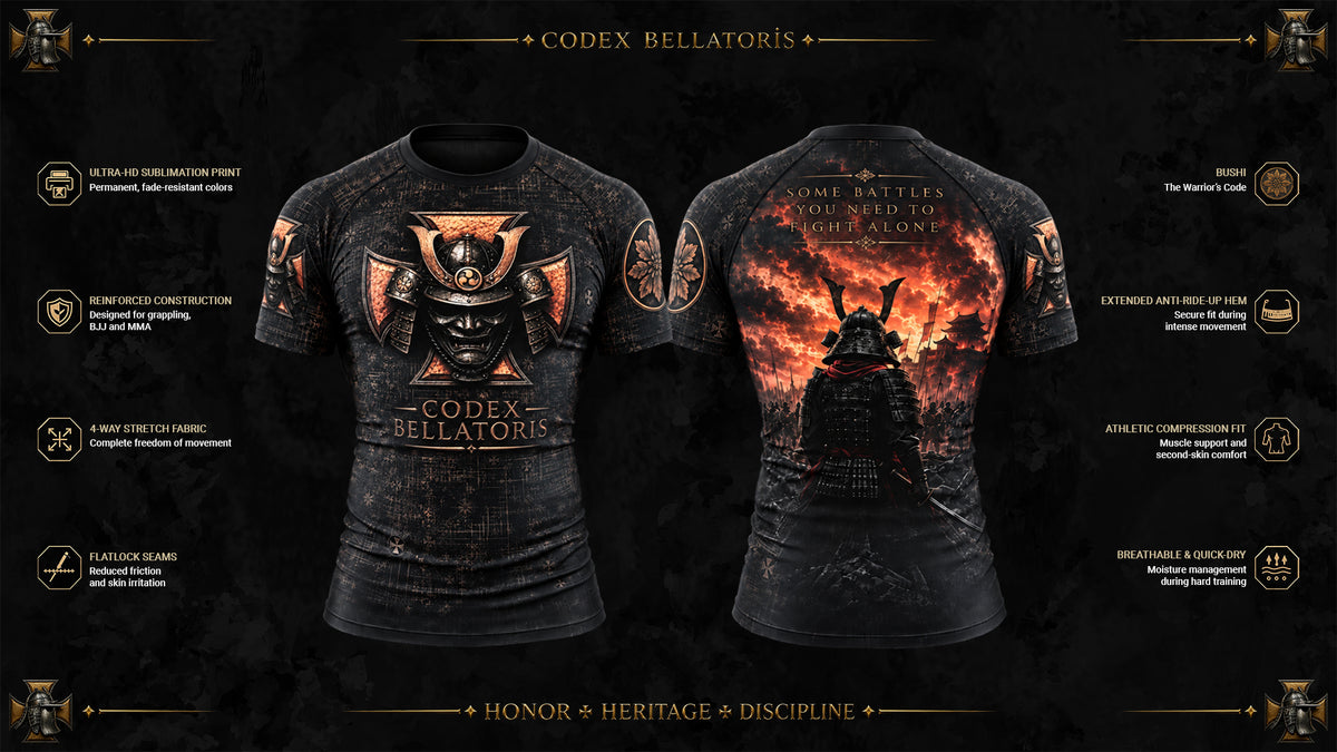 Bushi Short Sleeve Rashguard — Codex Bellatoris product visualisation
