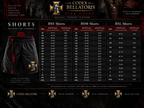 Shorts size guide, BSL XL width 90–93 cm