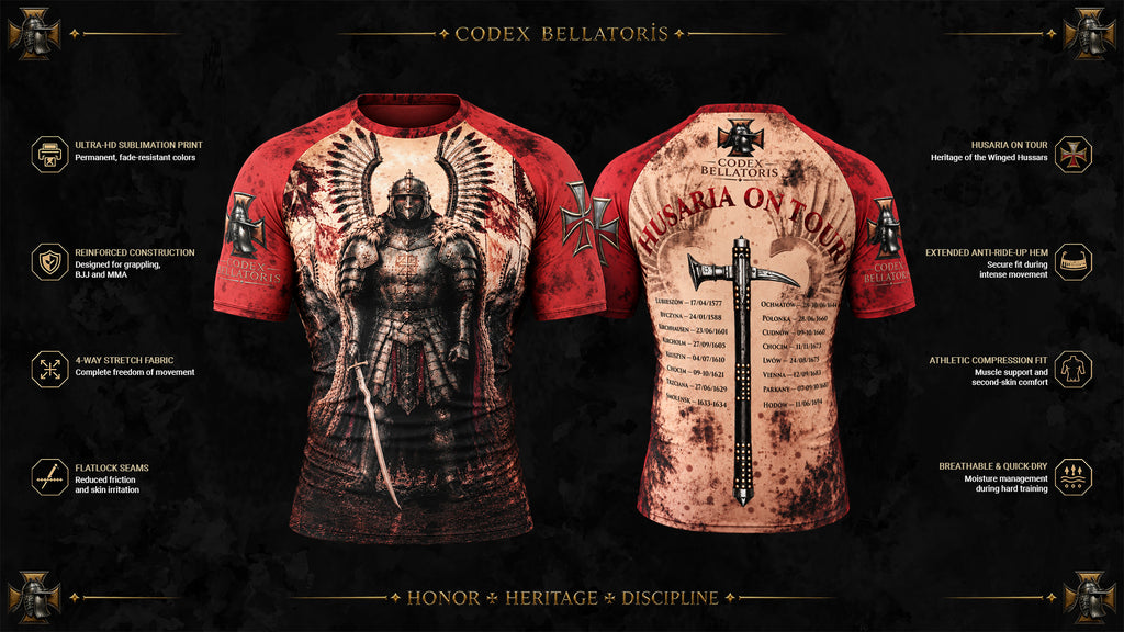 Husaria On Tour Short Sleeve Rashguard — Codex Bellatoris product visualisation