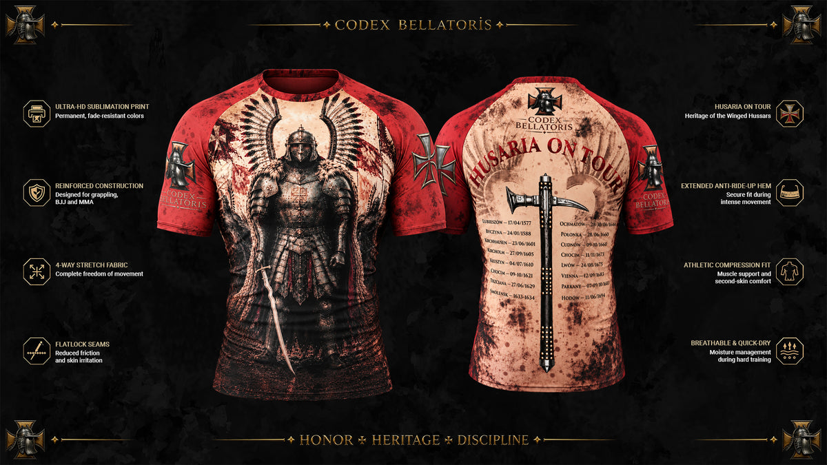 Husaria On Tour Short Sleeve Rashguard — Codex Bellatoris product visualisation