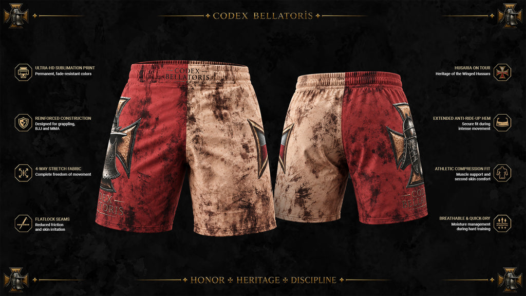 Husaria On Tour Performance Shorts — Codex Bellatoris product visualisation