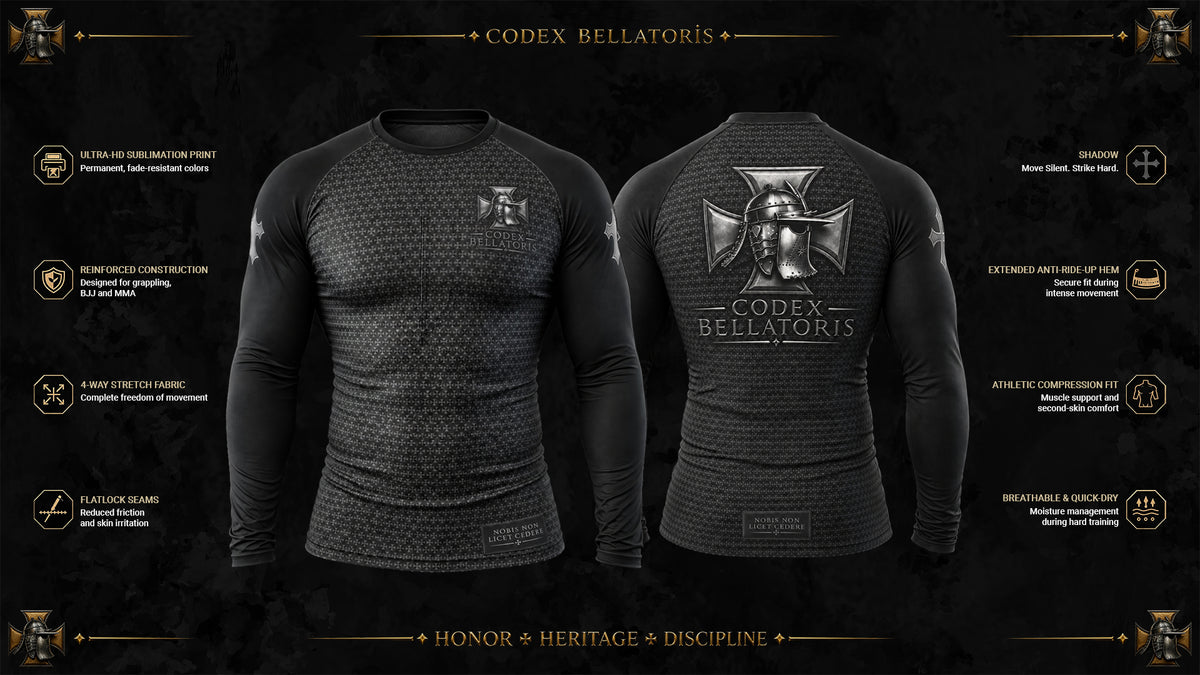 Shadow Long Sleeve Rashguard — Codex Bellatoris product visualisation